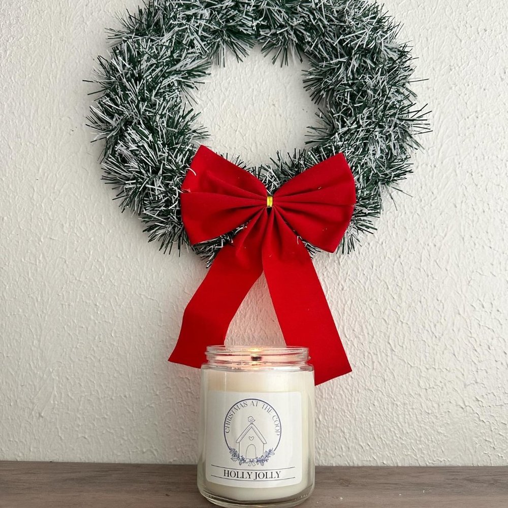 HOLLY JOLLY Blue Rooster Candle Co Christmas at the Coop Collection 7oz Candle